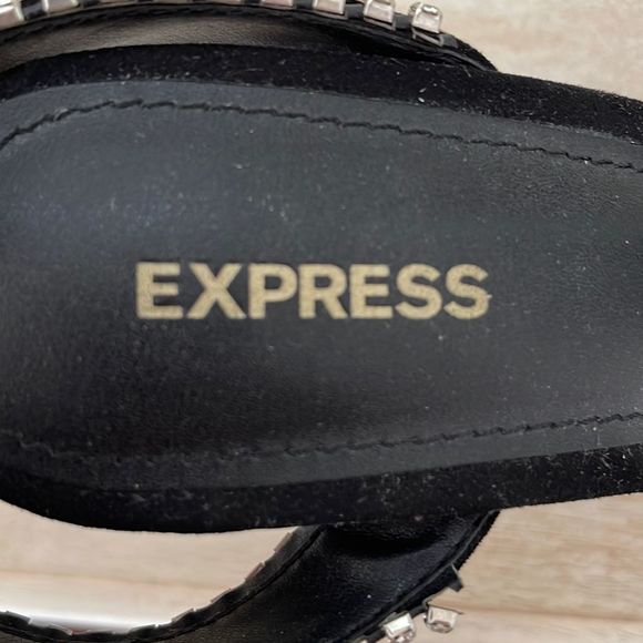 Express Black Velvet and Rhinestone Heels. Size 7 - Picture 5 of 7